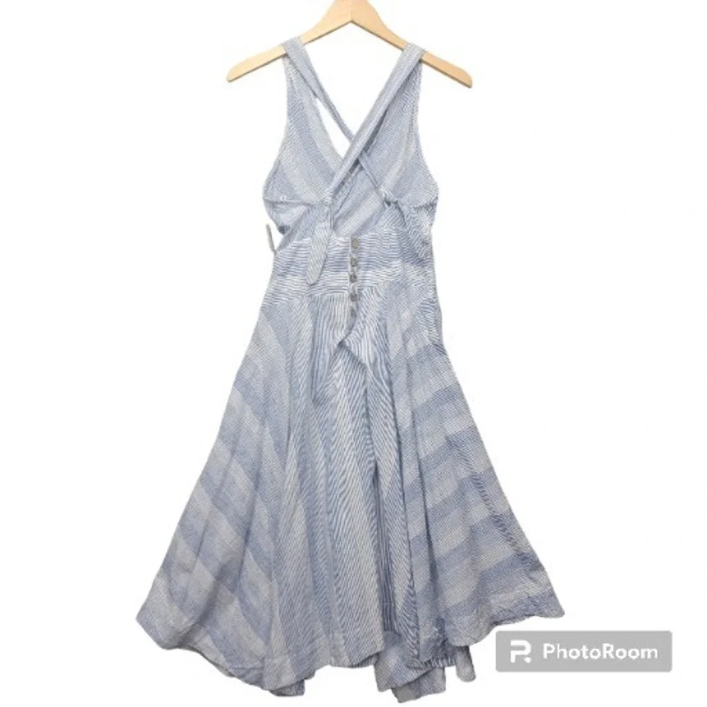 Free‎ People Endless Summer Sunset Surf Midi Dress Sky Blue Stripe Size XS READ